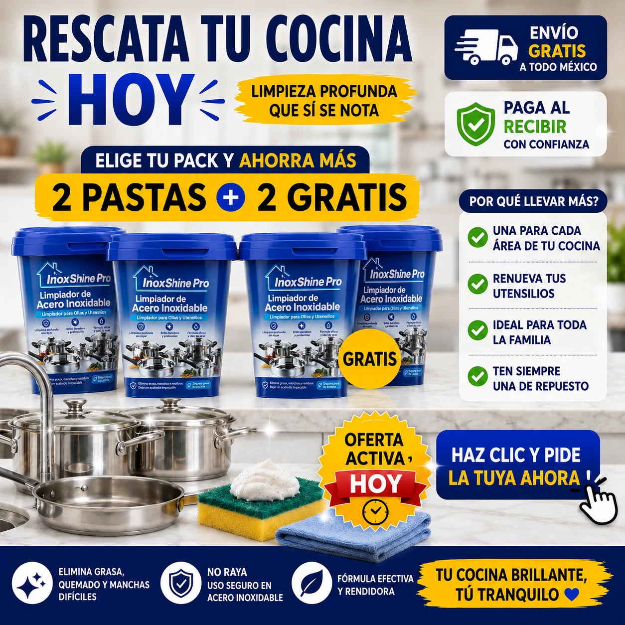 Limpiador para Ollas de Acero Inoxidable InoxShine PRO, ¡Promoción 2x1!