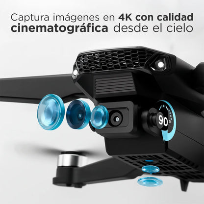 Drone VisionFly 4K con Cámara Dual + Zoom 50x + Maletín | Lleva Audífonos con Cancelación de Ruido