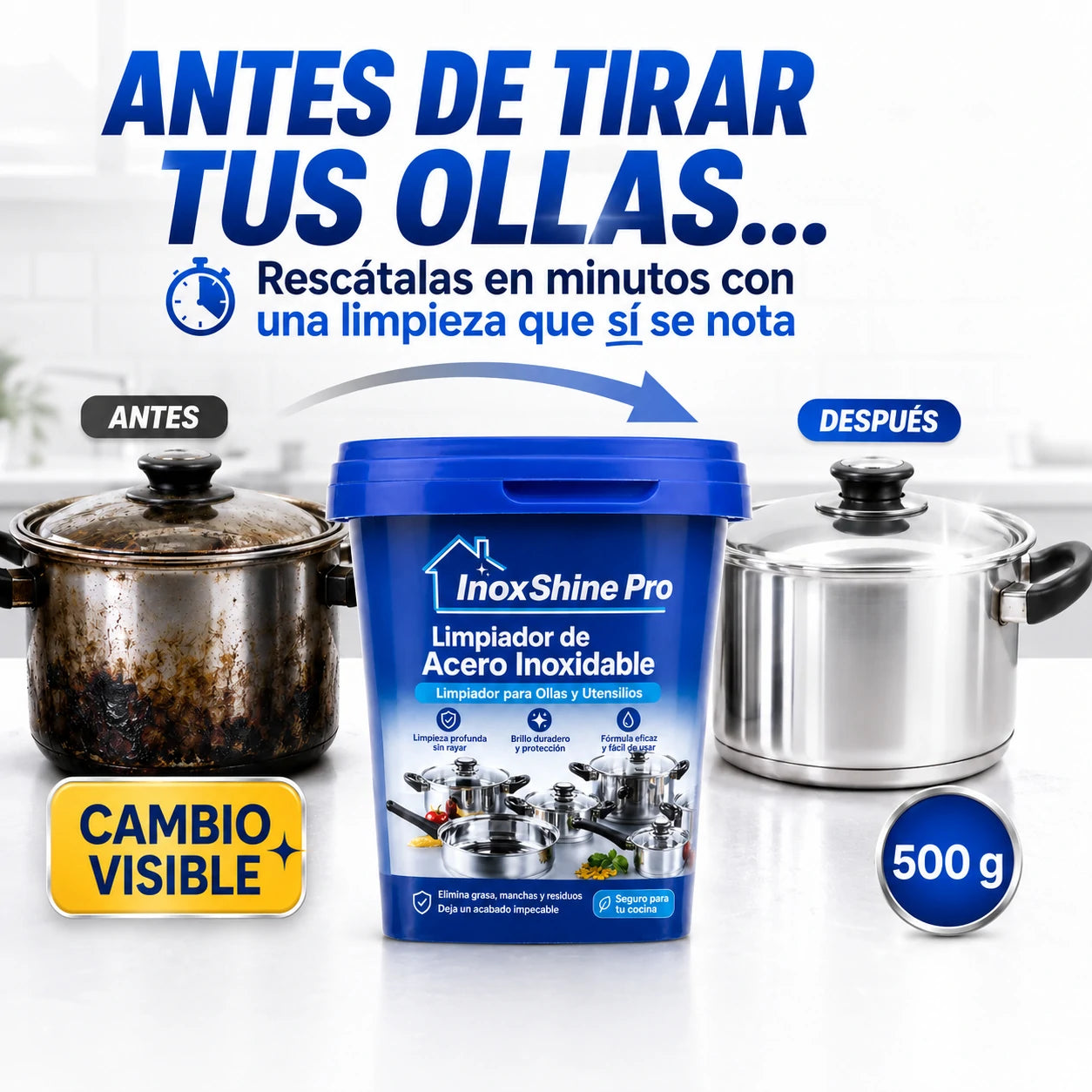 Limpiador para Ollas de Acero Inoxidable InoxShine PRO, ¡Promoción 2x1!