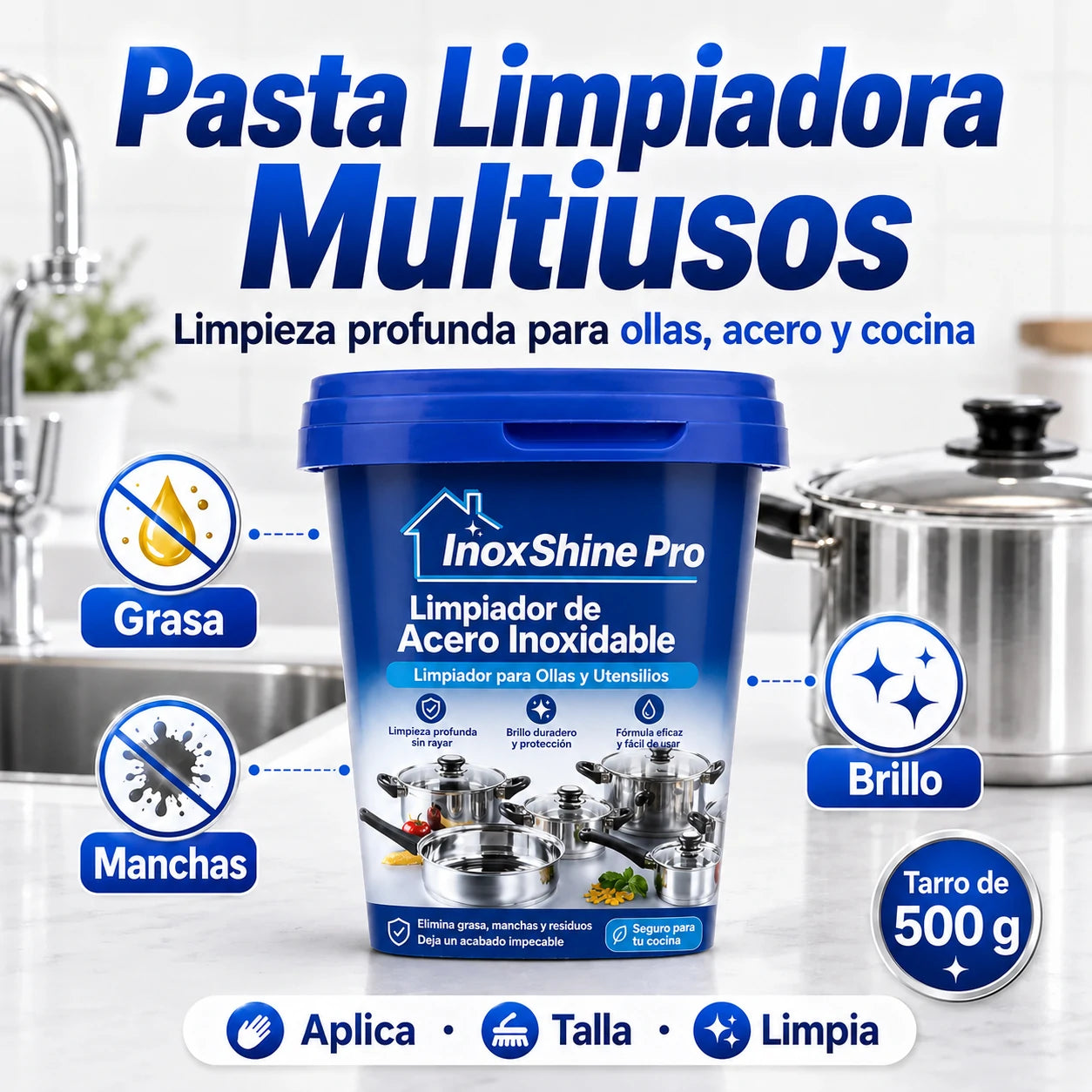 Limpiador para Ollas de Acero Inoxidable InoxShine PRO, ¡Promoción 2x1!