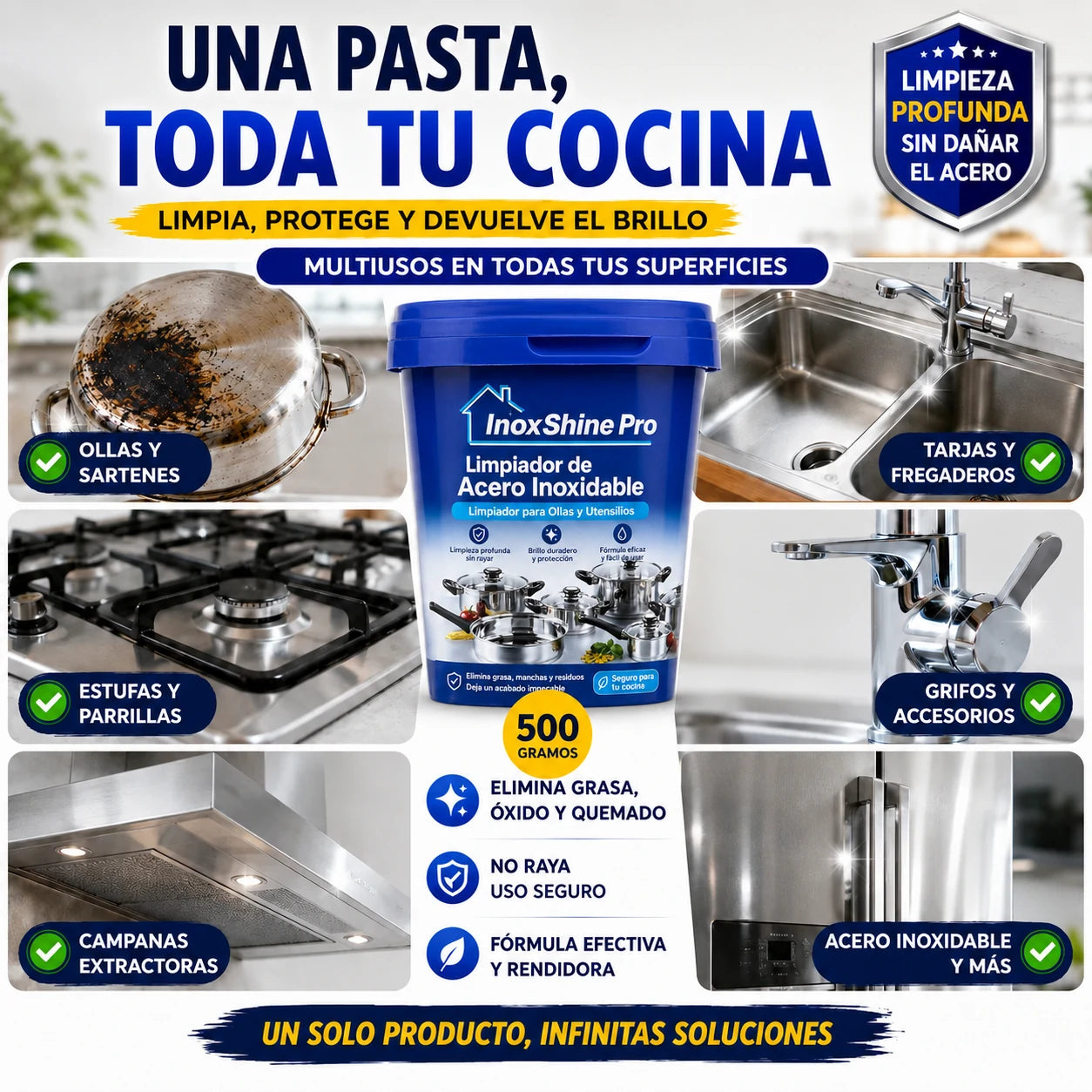 Limpiador para Ollas de Acero Inoxidable InoxShine PRO, ¡Promoción 2x1!