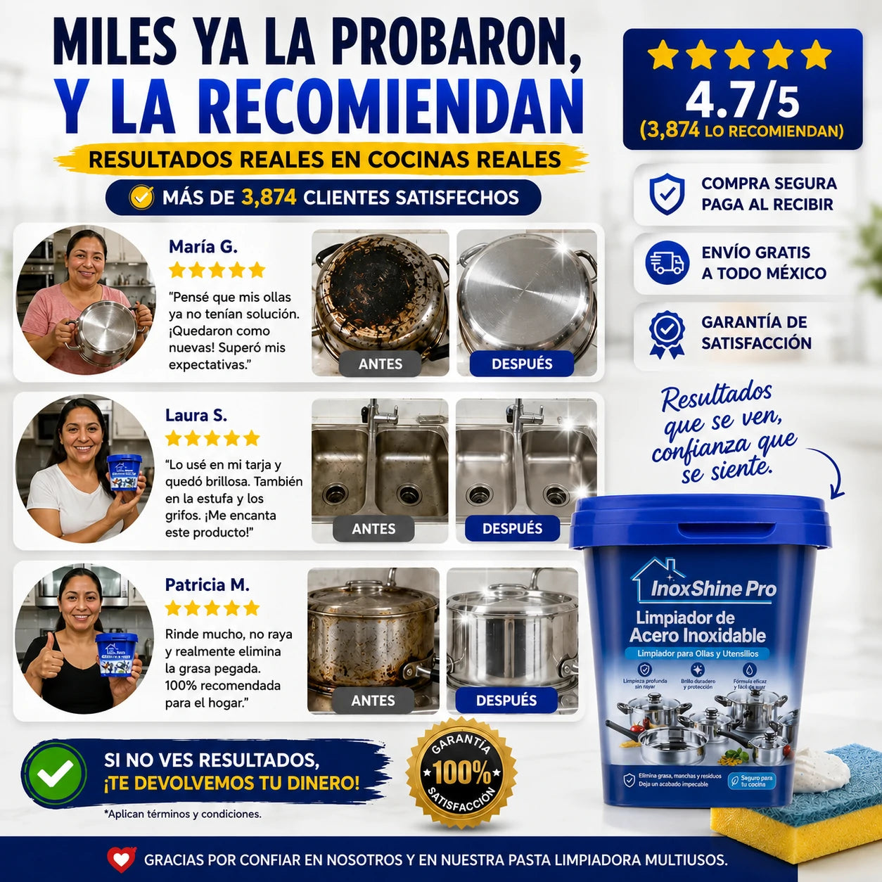 Limpiador para Ollas de Acero Inoxidable InoxShine PRO, ¡Promoción 2x1!