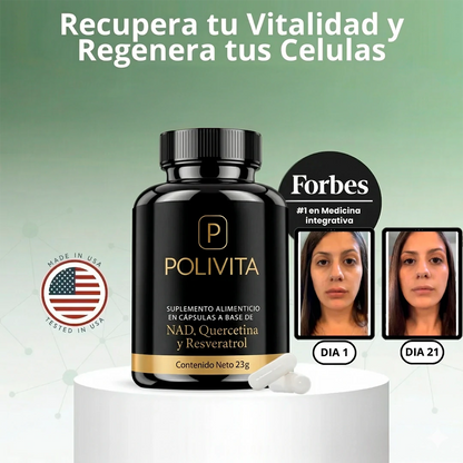 PoliVita 60 Cápsulas - Compra 1 y Lleva 2 -Antienvejecimiento, Energía y Concentración