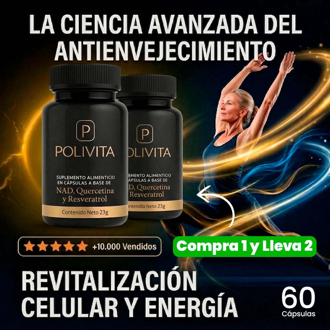 PoliVita 60 Cápsulas - Compra 1 y Lleva 2 -Antienvejecimiento, Energía y Concentración