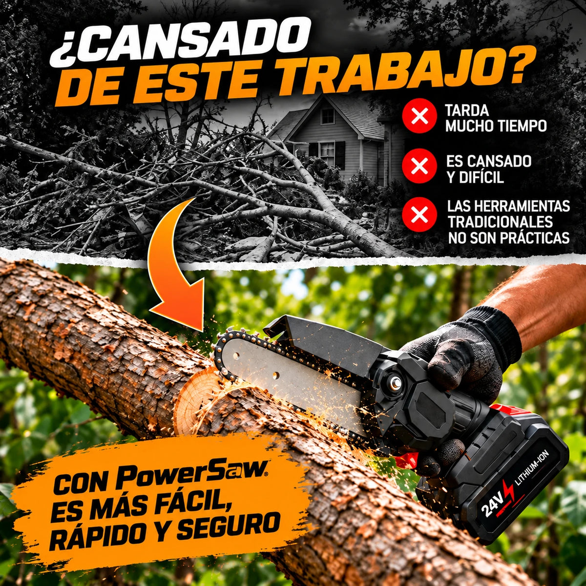 PowerSaw – Motosierra Eléctrica Portátil para Cortes Rápidos y Precisos