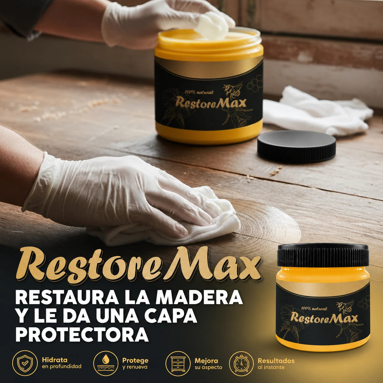 RestoreMax - Cera Natural para Muebles | Hidrata, Protege y Restaura