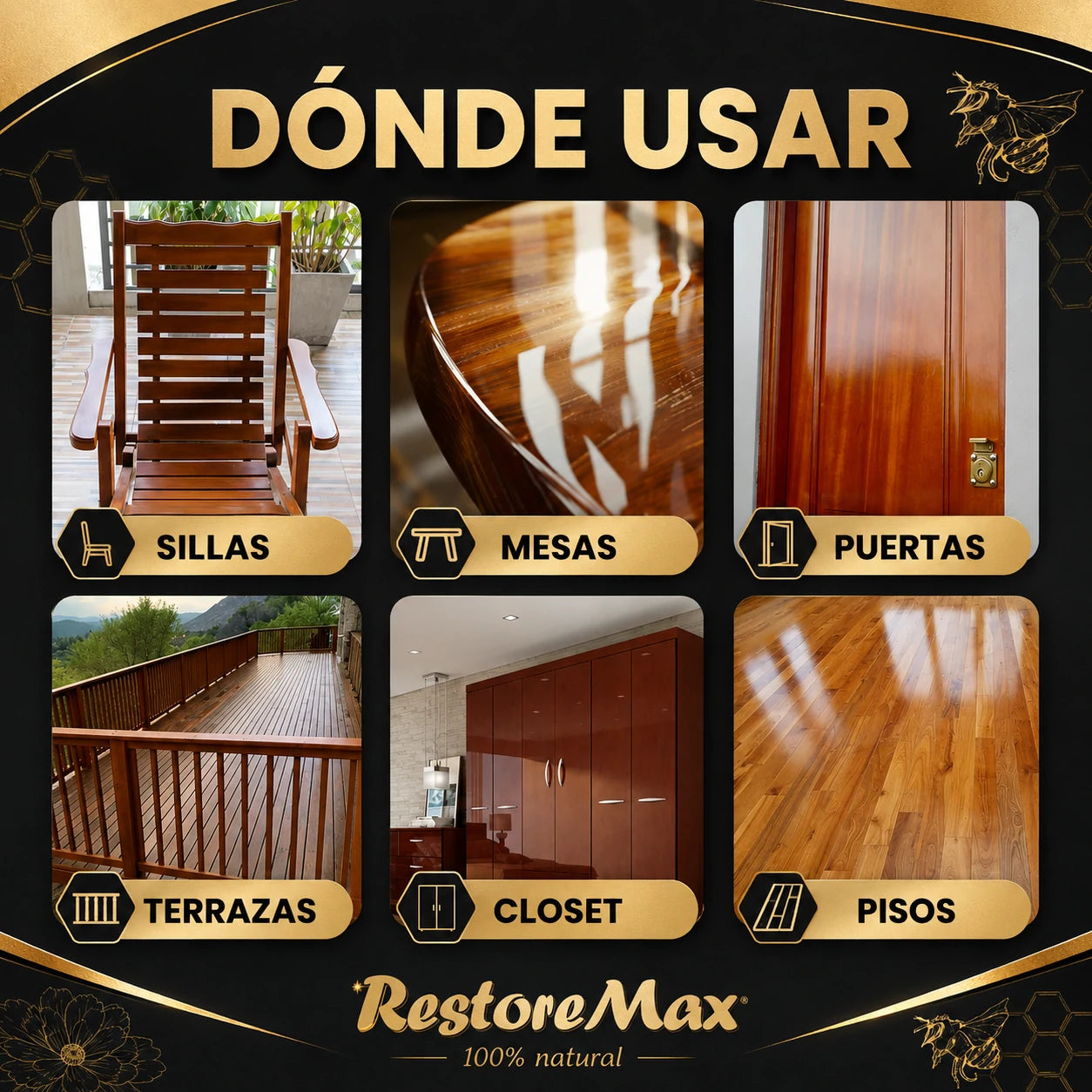 RestoreMax - Cera Natural para Muebles | Hidrata, Protege y Restaura