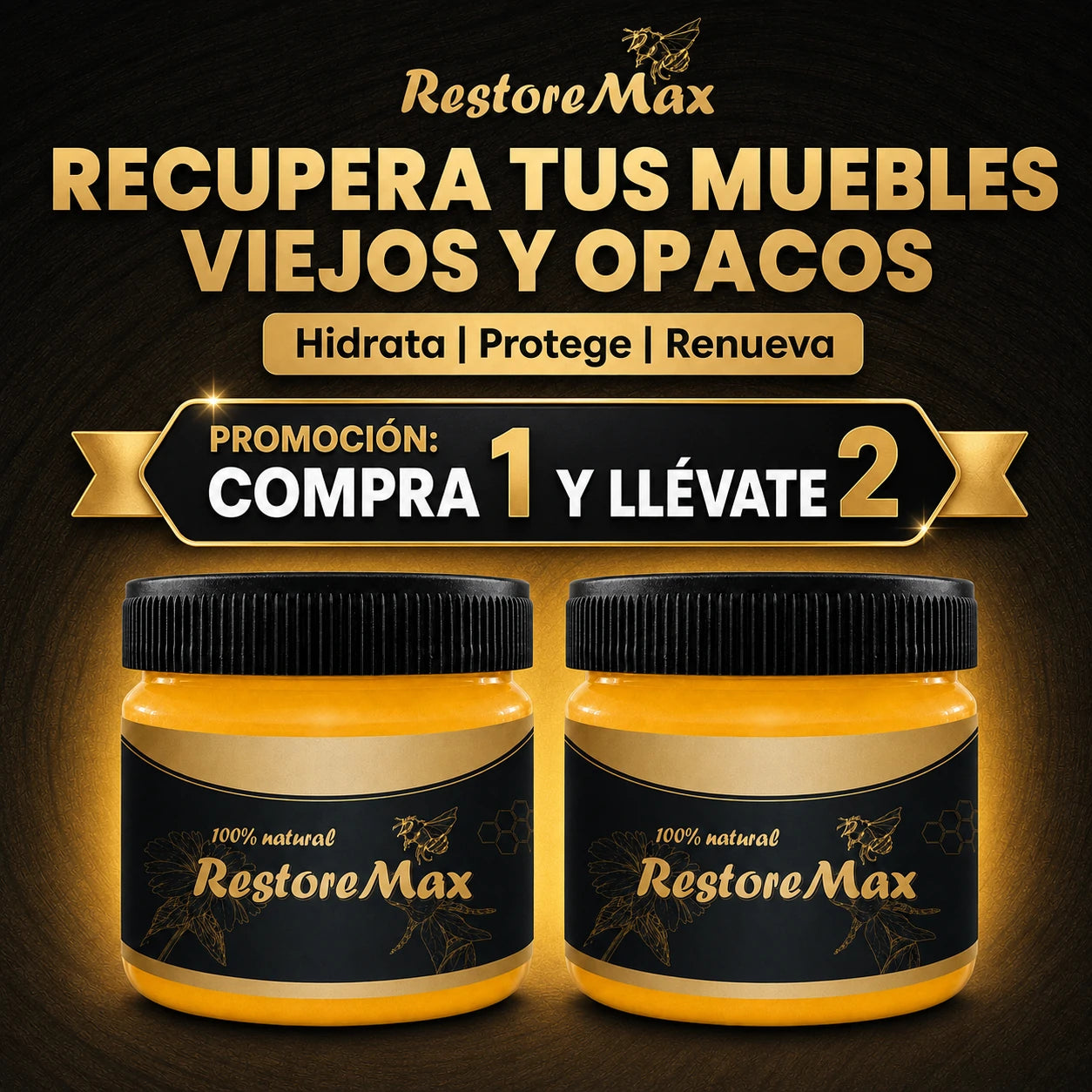 RestoreMax - Cera Natural para Muebles - Compra 1 y Llévate 2