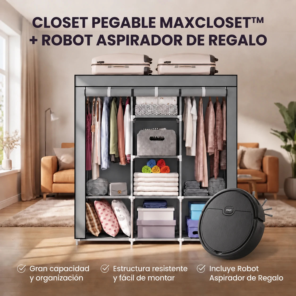 Closet Plegable Multiuso SmartCloset con Robot Aspirador RoboSpark de Regalo