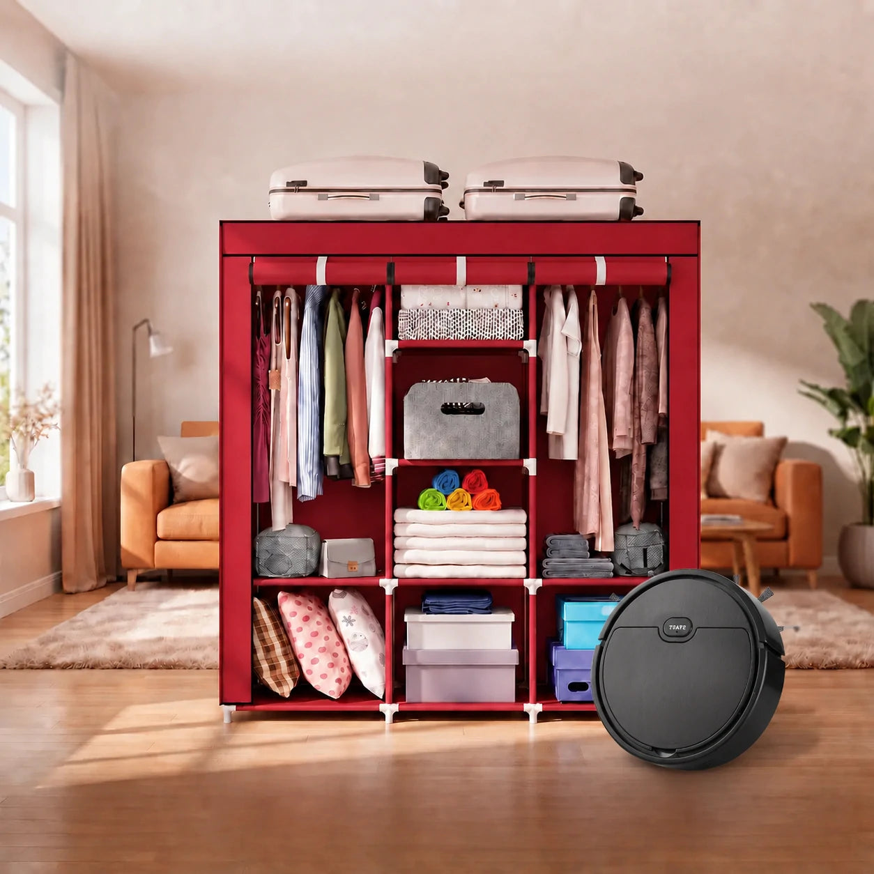 SmartCloset Armario Plegable Multiuso + RoboSpark Robot Aspirador de Regalo