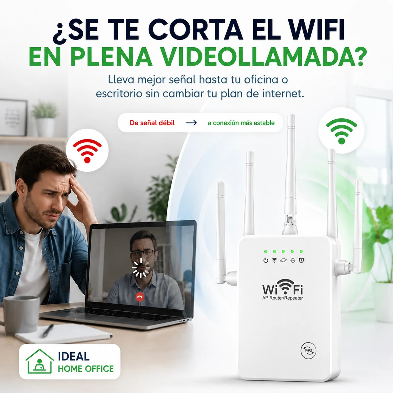 Repetidor WiFi de Largo Alcance – Señal Fuerte en Toda tu Casa
